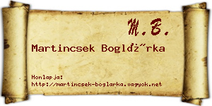 Martincsek Boglárka névjegykártya