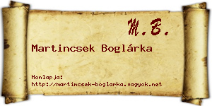 Martincsek Boglárka névjegykártya